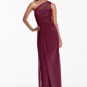 One Shoulder Bridesmaid Dress- Wine